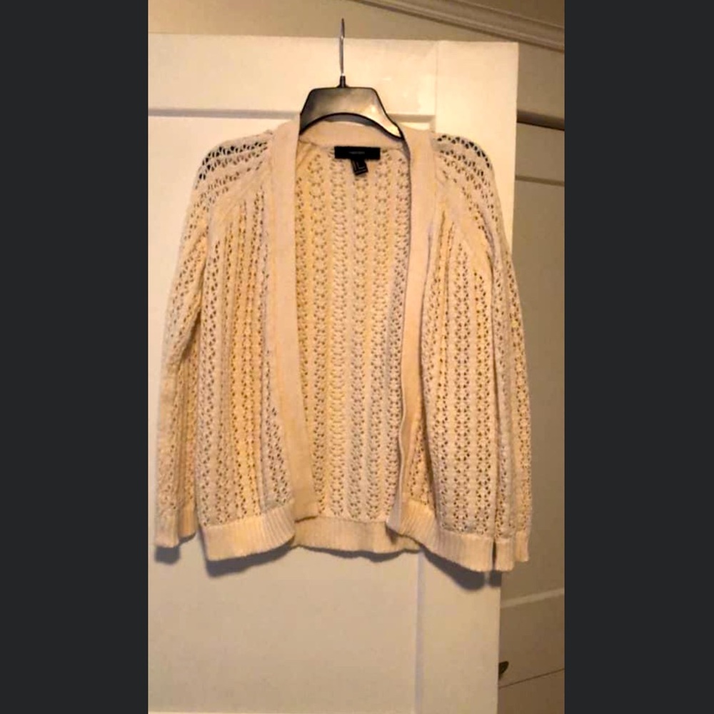 FOREVER 21 Small White Lace Cardigan Sweater